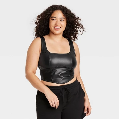 Women's Faux Leather Corset - Colsie™ Black - Image 3