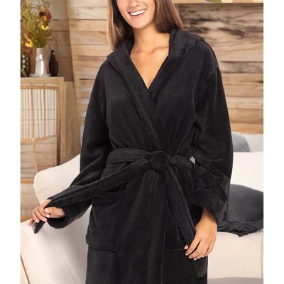 Women's Classic Winter Robe, Hooded Cozy Plush Fleece Bathrobe - Image 4