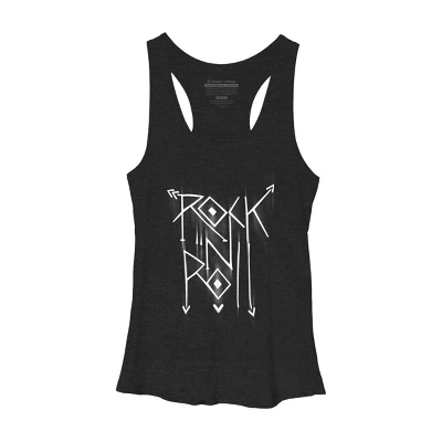 Women's Design By Humans Rock N Roll White By Alnavasord Racerback Tank Top - Image 2
