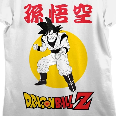 Dragon Ball Z Black And White Goku With Logo Crew Neck Short Sleeve Women's White Crop T-shirt