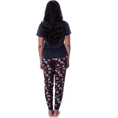 DC Comics Womans' Harley Quinn Mad Love 2 Piece Pajama Set Jogger Black - Image 3