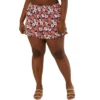 Agnes Orinda Women's Plus Summer Floral Elastic Waist Casual Shorts