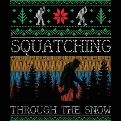 Junior's Design By Humans Christmas Retro Sasquatch Vintage Bigfoot Ugly Christmas Sweater By Pahari T-Shirt