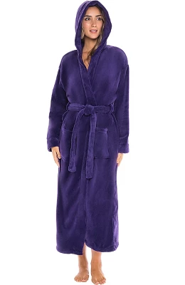 Women's Classic Winter Robe, Hooded Cozy Plush Fleece Bathrobe - Image 10