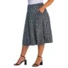 Womens Plus Size Black Diamond Print A Line Pocket Midi Skirt