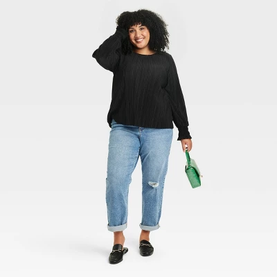 Women's Long Sleeve Plisse Blouse - Ava & Viv™ - Image 2