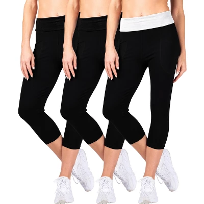Blis Workout Leggings For Women Fold Over Maternity Leggings Yoga Pants For Women Capri Length 3 Packs Available - Image 6