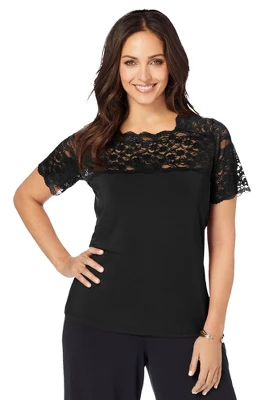 Jessica London Women’s Plus Size Lace Neckline Top - Image 3