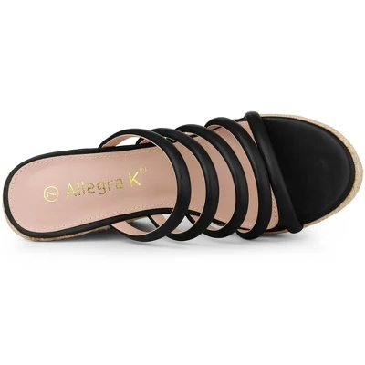 Allegra K Women's Platform Strappy Slip On Espadrille Wedges Sandals - Image 3
