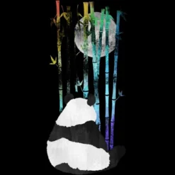 Junior's Design By Humans Panda, Bamboo & The Moon By Ikaruz T-Shirt