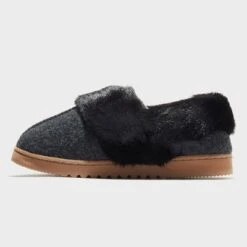 Dluxe By Dearfoams Women's June Felted Closed Back With Pile Cuff Loafer Slippers