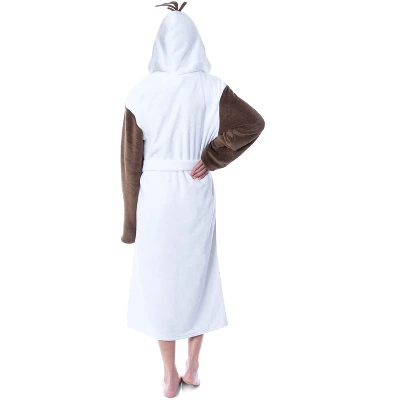 Disney Adult Frozen Snowman Olaf Costume Robe Hooded Bathrobe White