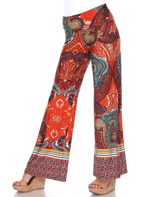 Women's Paisley Printed Palazzo Pants - White Mark - Image 4
