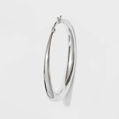 Silver Plated Graduated Hoop Earrings 50mm - A New Day™ Silver