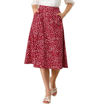 Allegra K Women's Chiffon Summer Vintage Floral Print A-Line Midi Skirts - Image 5