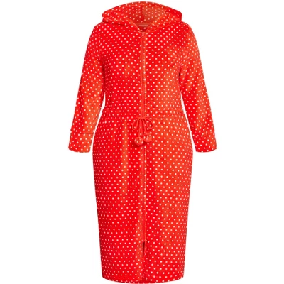 Women's Plus Size Zip Spot Robe - Red | AVENUE - Image 3