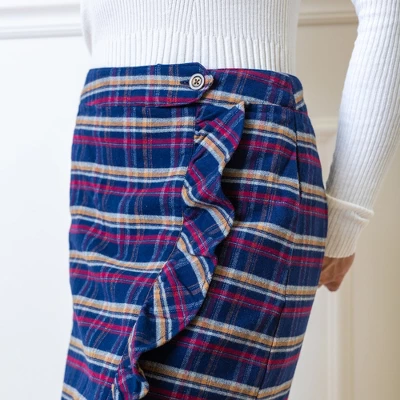Hope & Henry Womens' Flannel Ruffle Skirt
