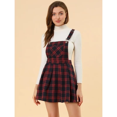Allegra K Women's Checks Adjustable Strap Pinafore Overall Suspender Skirt - Image 3