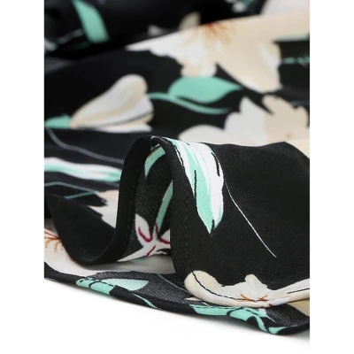 Allegra K Women's Floral Asymmetrical Ruffle Tie Waist Midi Wrap Skirts - Image 5