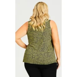 Women's Plus Size Knitted Tank Top - Lentil Sprout | AVENUE
