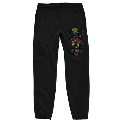 DC COMICS Batman V Superman Dawn Of Justice 2 Heroes In Fight Position Men’s Black Jogger Sweatpants - Image 5