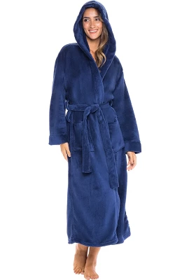Women's Classic Winter Robe, Hooded Cozy Plush Fleece Bathrobe - Image 9