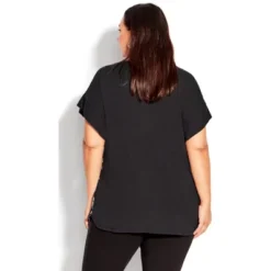 Women's Plus Size Hazel Placement Top - Blue Patch Floral | AVE STUDIO