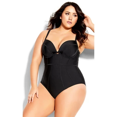 Women's Plus Size Grenada Underwire 1 Piece - Black | CITY CHIC - Image 3