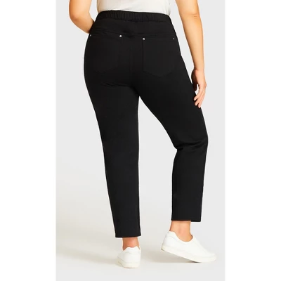 Women's Plus Size Knit Pull On Jean Black - Average | AVENUE