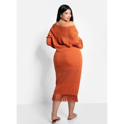 Jina Crochet Tassel Hem Midi Bodycon Skirt - Image 3