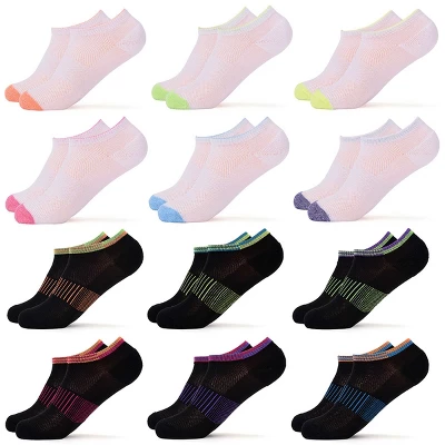 Gallery Seven Women's No-Show Sports Socks 12 Pack - Neon Onyx, Size: 9-11