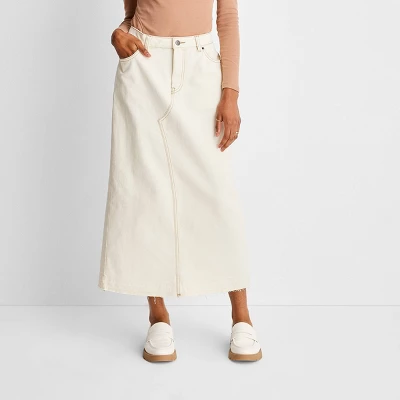 Women's Denim Midi Skirt - Future Collective™ With Reese Blutstein Ivory - Image 3