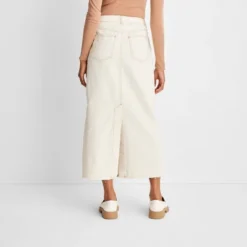 Women's Denim Midi Skirt - Future Collective™ With Reese Blutstein Ivory