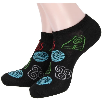Nickelodeon Avatar The Last Airbender Elements No-Show Ankle Socks 5 Pair Multicoloured