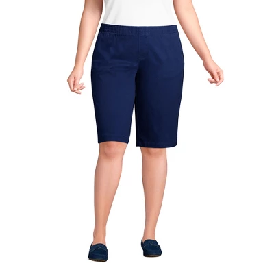 Lands' End Women's Plus Size Mid Rise Elastic Waist Pull On 12" Knockabout Chino Bermuda Shorts - Image 5