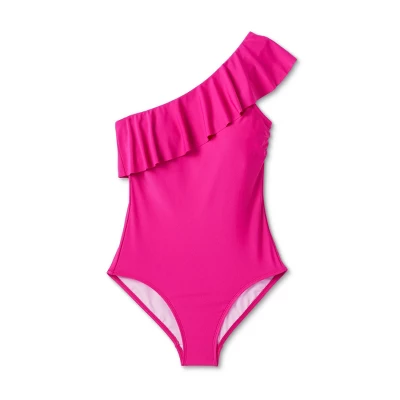 Women's Ruffle One Shoulder Coverage One Piece Swimsuit - Kona Sol™ Pink - Image 4