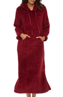 Women's Soft Plush Sweatshirt Robe, Long Hooded Fleece Loungewear - Image 7