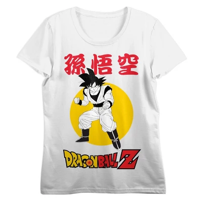 Dragon Ball Z Black And White Goku With Logo Crew Neck Short Sleeve Women's White Crop T-shirt - Image 3