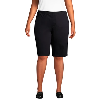 Lands' End Women's Plus Size Mid Rise Elastic Waist Pull On 12" Knockabout Chino Bermuda Shorts - Image 8