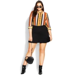 Women's Plus Size Sassy Knit Skirt - Black | CITY CHIC