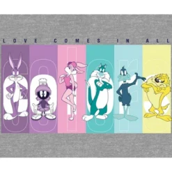 Looney Tunes Love Comes In All Colors Women's Heather Gray Graphic Tee