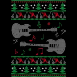 Junior's Design By Humans Guitar Christmas By Sophialada T-Shirt