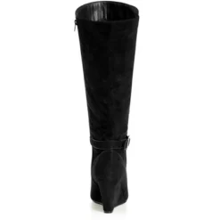 Women's Plus Size WIDE FIT Clea Knee Wedge Boot - Black | CITY CHIC