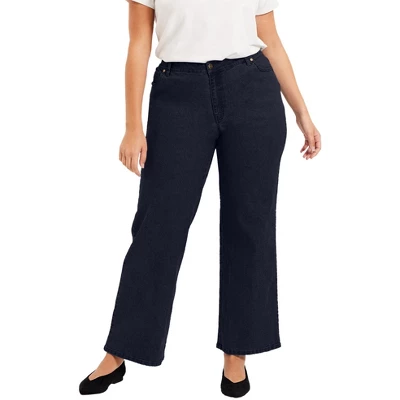 June + Vie By Roaman's Women’s Plus Size Curvie Fit Wide-Leg Jeans - Image 3