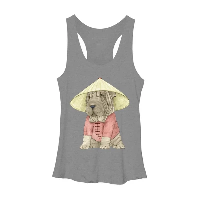 Women's Design By Humans Shar Pei By Barruf Racerback Tank Top - Image 4