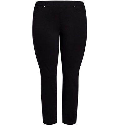 Women's Plus Size Knit Pull On Jean Black - Average | AVENUE - Image 2