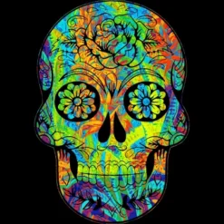 Junior's Design By Humans Dia Del Muertos Day Of The Dead Halloween Floral Skull By Ppanda T-Shirt