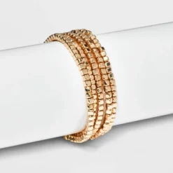 Beaded Stretch Bracelet Set 5pc - Universal Thread™ Gold