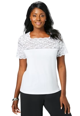 Jessica London Women’s Plus Size Lace Neckline Top - Image 4