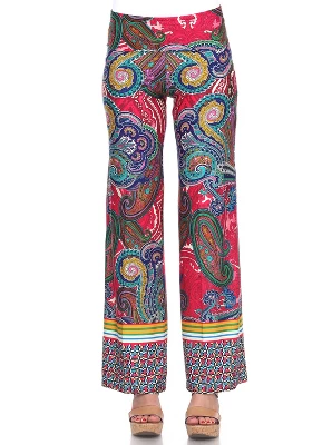Women's Paisley Printed Palazzo Pants - White Mark - Image 3